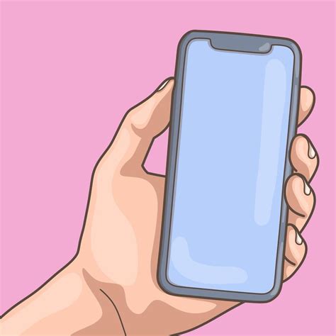 Hand Holding Phone Doodle Style Perfect For Stickers And Social Media