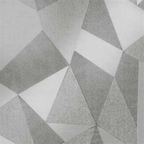 Milano Geometric Fractal Wallpaper Soft Silver Grey