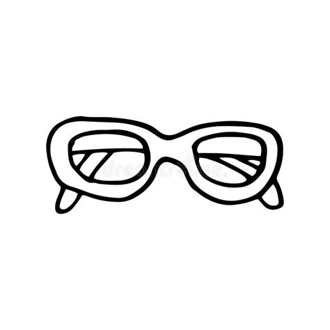 glasses icon sketch hand drawn doodle style vector minimalism monochrome sight frame stock