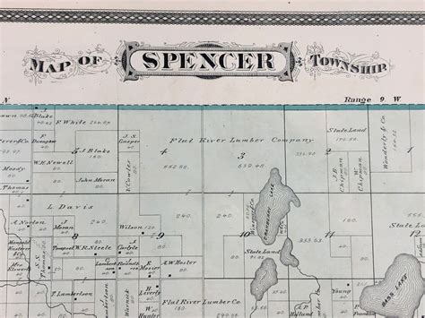 Antique Spencer Township Plat Map Rockford Ada Lowell Kent Etsy