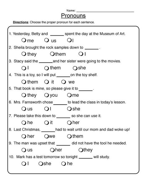 2nd Grade English Worksheets - Best Coloring Pages For Kids | Pronoun