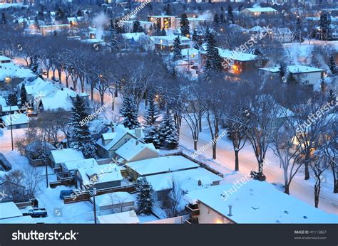 Beautiful Winter Night Scene Of The City Edmonton Alberta Canada