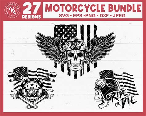 Motorcycle Bundle Svg Biker Skull Svg Patriotic Motorcycle Etsy
