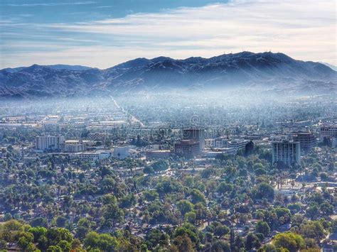 View Over California City With Mountains And Trees Stock Image Image