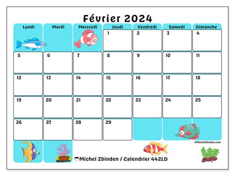 Calendrier Février 2024 442ld Michel Zbinden Ca