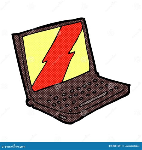 Comic Cartoon Laptop Computer Stock Illustration Illustration Of Line