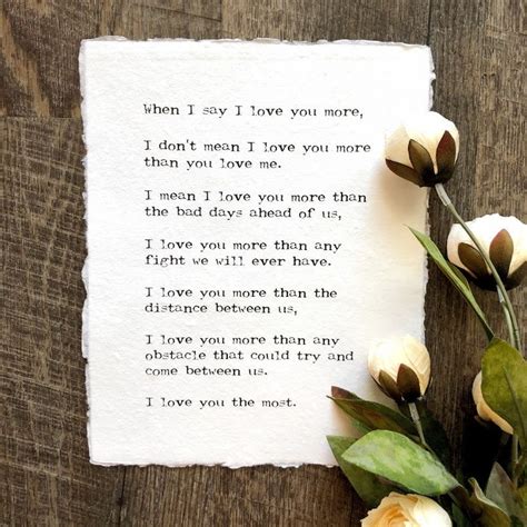 When I Say I Love You More The Most Poem Print In Typewriter Etsy