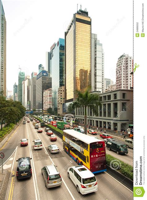 Hong Kong Downtown Traffic Editorial Photography Image 24889552