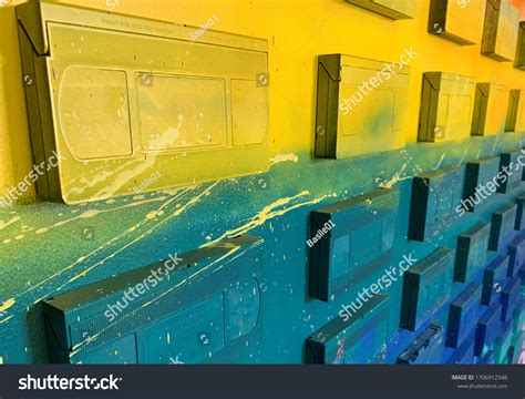 Colored Vhs Tapes On Colorful Wall Stock Photo 1706912548 Shutterstock