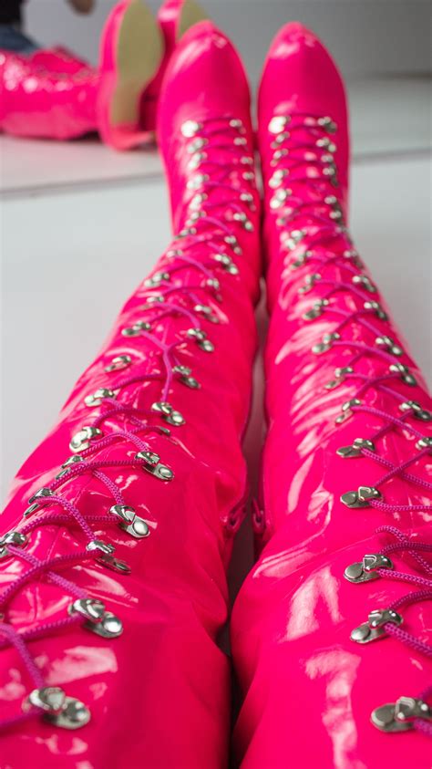80 cms neon pink extra thigh high military boots tajna shoes