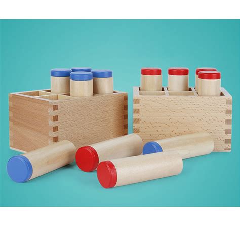 Montessori Sensorial Material Toy Sound Cylinder Box Set Wooden Toy