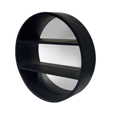 Storage mirror nowadays are easy to install and have a multipurpose function. Remaley Round Mirror Wall Shelf | Black wall mirror ...