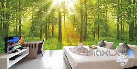 3d Forest Tree Sun Beam Entire Room Wallpaper Wall Murals Art Prints Ebay