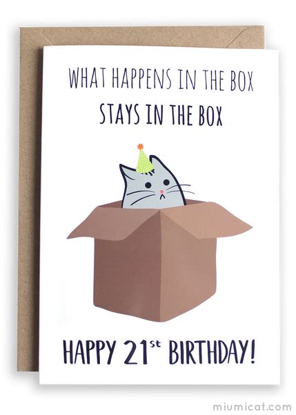 Funny 21st Birthday Card Miümi Cat