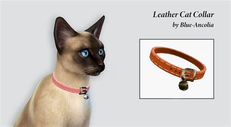 Blue Ancolia Sims 4 Pets Sims Pets Leather Cat Collars