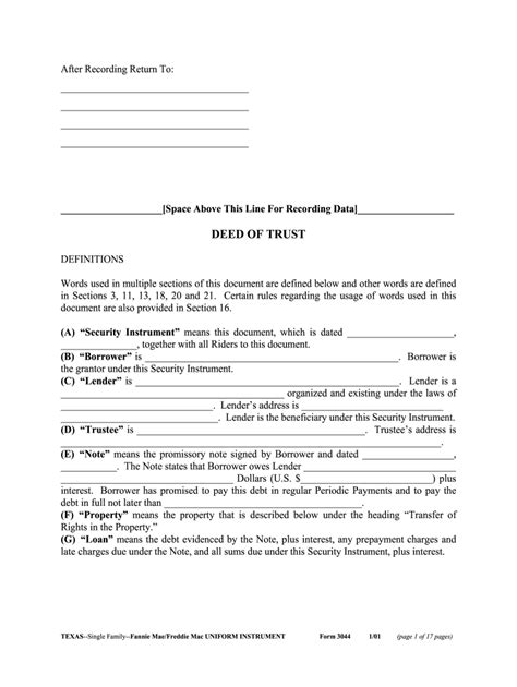 Deed Of Trust Template Free