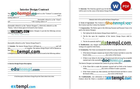 Interior Design Contract Template Word And Pdf Format Gotempl