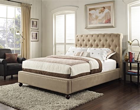 Stanton Upholstered King Bed With Rolled And Tufted Headboard By Standard Furniture At Standard