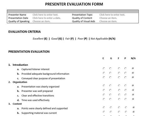 presenter evaluation form feedback form  speakers