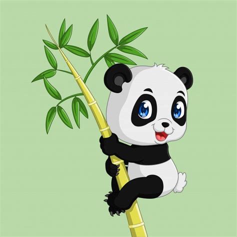 Premium Vector Cute Panda On A Bamboo Tree Cute Panda Panda Bear