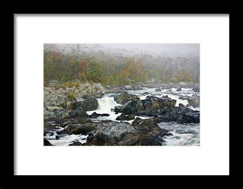 Foggy Great Falls On Autumn Morning Framed Print By Francis Sullivan