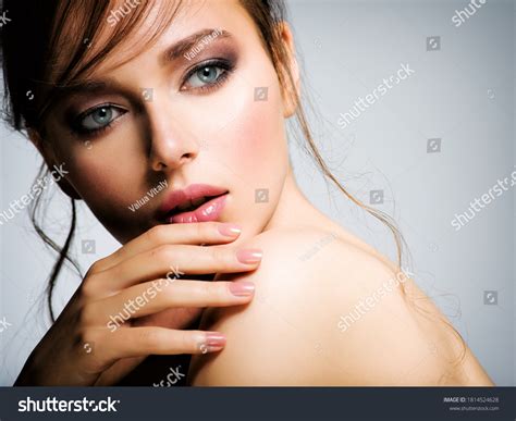 Closeup Face Young Beautiful Woman Healthy Stock Photo 1814524628