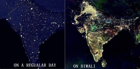 Diwali Indian Festival Of Lights Satellite Image Of India During