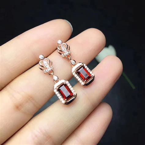 Fashion Natural Red Garnet Drop Earrings Natural Gemstone Earrings