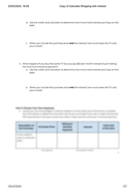 Ngpf Calculate Shopping With Interest Answer Key