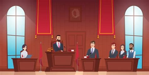 Premium Vector People In Court Illustration Cartoon Flat Advocate