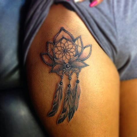 Embossed Lotus Dreamcatcher Arm Tattoo Amazing Tattoo Ideas