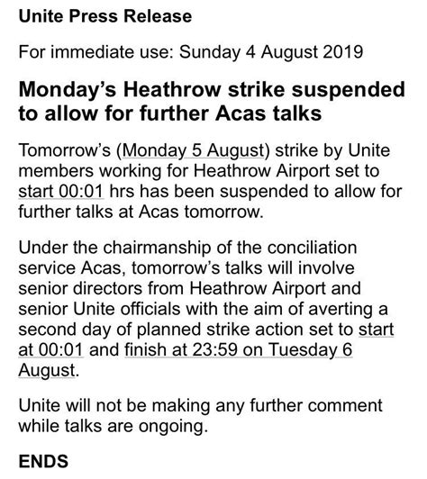 Heathrow Employee Strike For Monday Suspended Tuesday Still Planned
