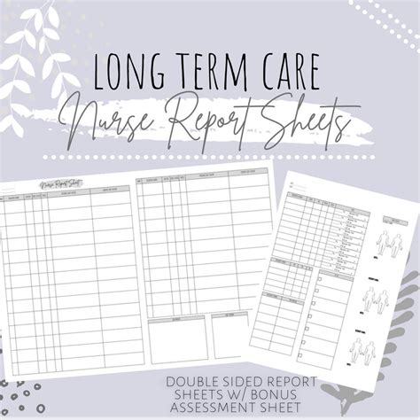 Long Term Care Nurse Report Sheet Etsy