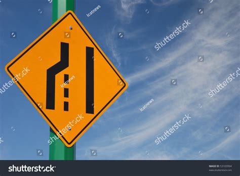 Merge Left Traffic Sign Cloudy Sky Stock Photo 53103994 Shutterstock