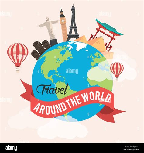 Travel Around The World Design With Earth Planet Stock Vector Image