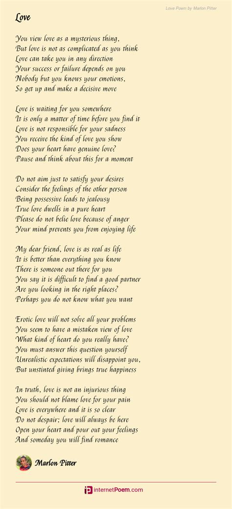 Love Poem By Marlon Pitter
