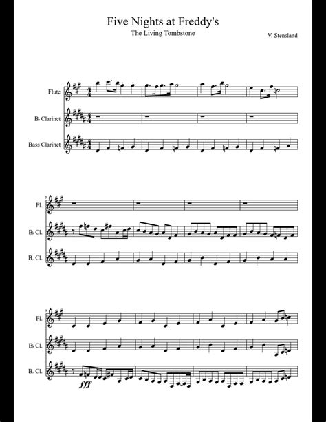 Five Nights At Freddys Updated Sheet Music For Flute Clarinet
