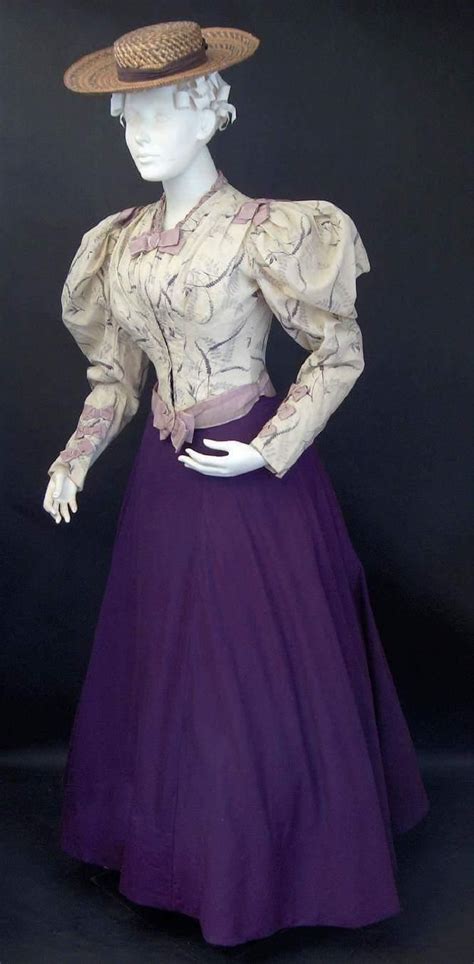 1890s Dark Purple Skirt With A Lovely Soft Blouse 1890s Fashion