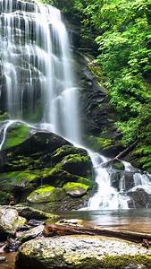 Waterfalls, From, Rock, Stone, Around, Foliage, Green, Trees, 4k