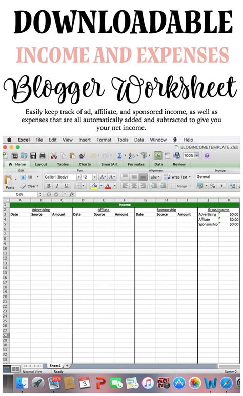 Printable Income And Expense Worksheets