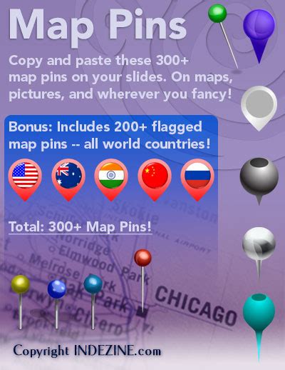 Handmade Slides Map Pins For Powerpoint