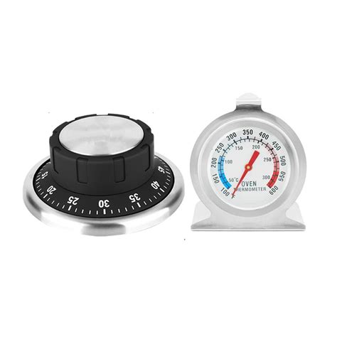 2pcs 60 Minute Countdown Kitchen Baking Mechanical Oven Thermometer
