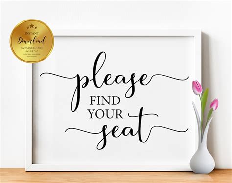 Printable Find Your Seat Wedding Sign
