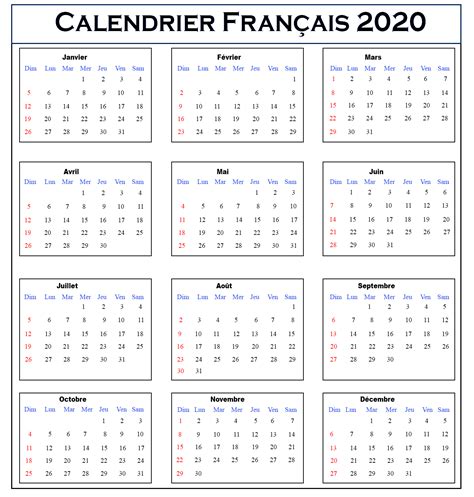 Calendrier 2020 Imprimable Pdf Word Excel The Imprimer Calendrier
