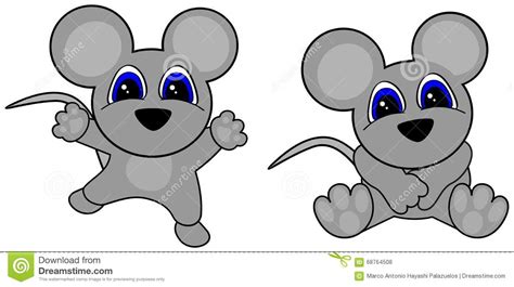 Cute Baby Mouse Cartoon Jumping Sit Set Stock Vector