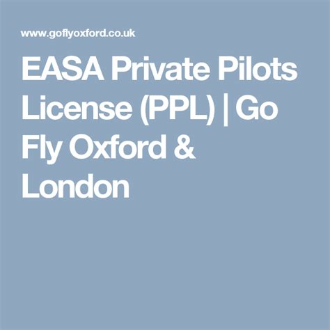Easa Private Pilots License Ppl Go Fly Oxford And London Private