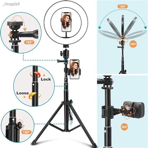 dimmable led selfie ring light with tripod photographic ring lamp for youtube live vlogging