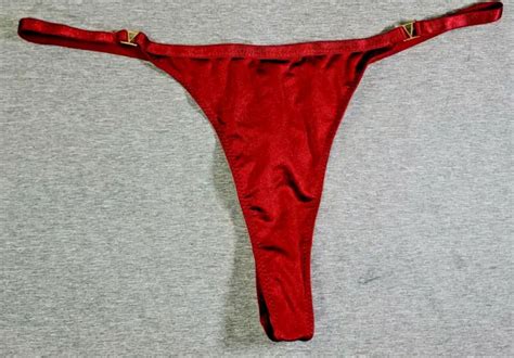 Shiny Wet Look Red String Bikini V Thong Panties Sz Xl Nwot Sexy Hot