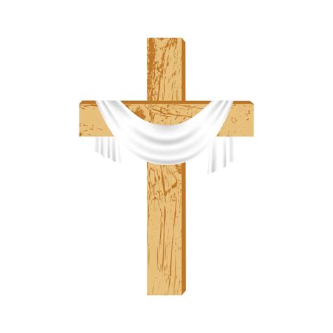 Wooden Christian Cross Simple Cross Made Of Wood With A White Shroud