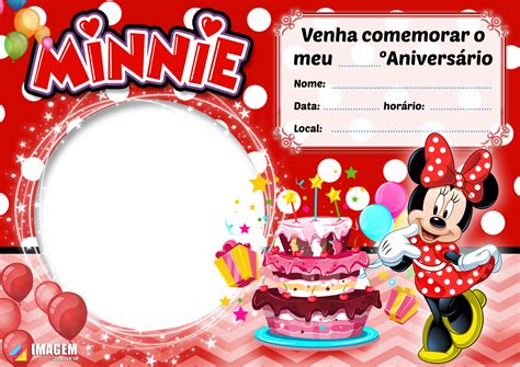 Convite De Aniversário Minnie Vermelha Imagem Legal